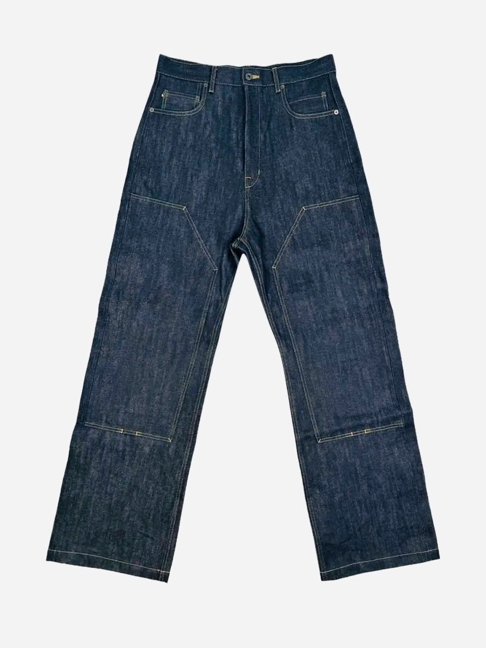 Rick Owens DRKSHDW Double Knee Geth Cut Jeans Indigo Blue Wide Leg 34